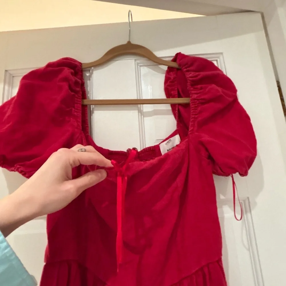 Reformation Marella Red Linen Puff Sleeve Dress 10 - Picture 5 of 7